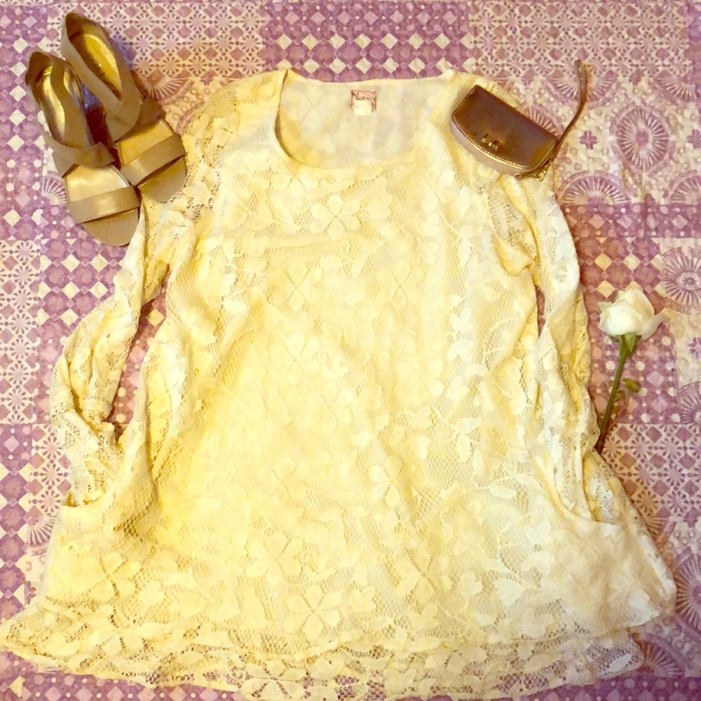 White Lace Floral Mini Dress